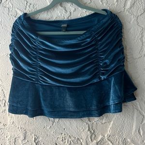 Velour Turquoise Mini Skirt